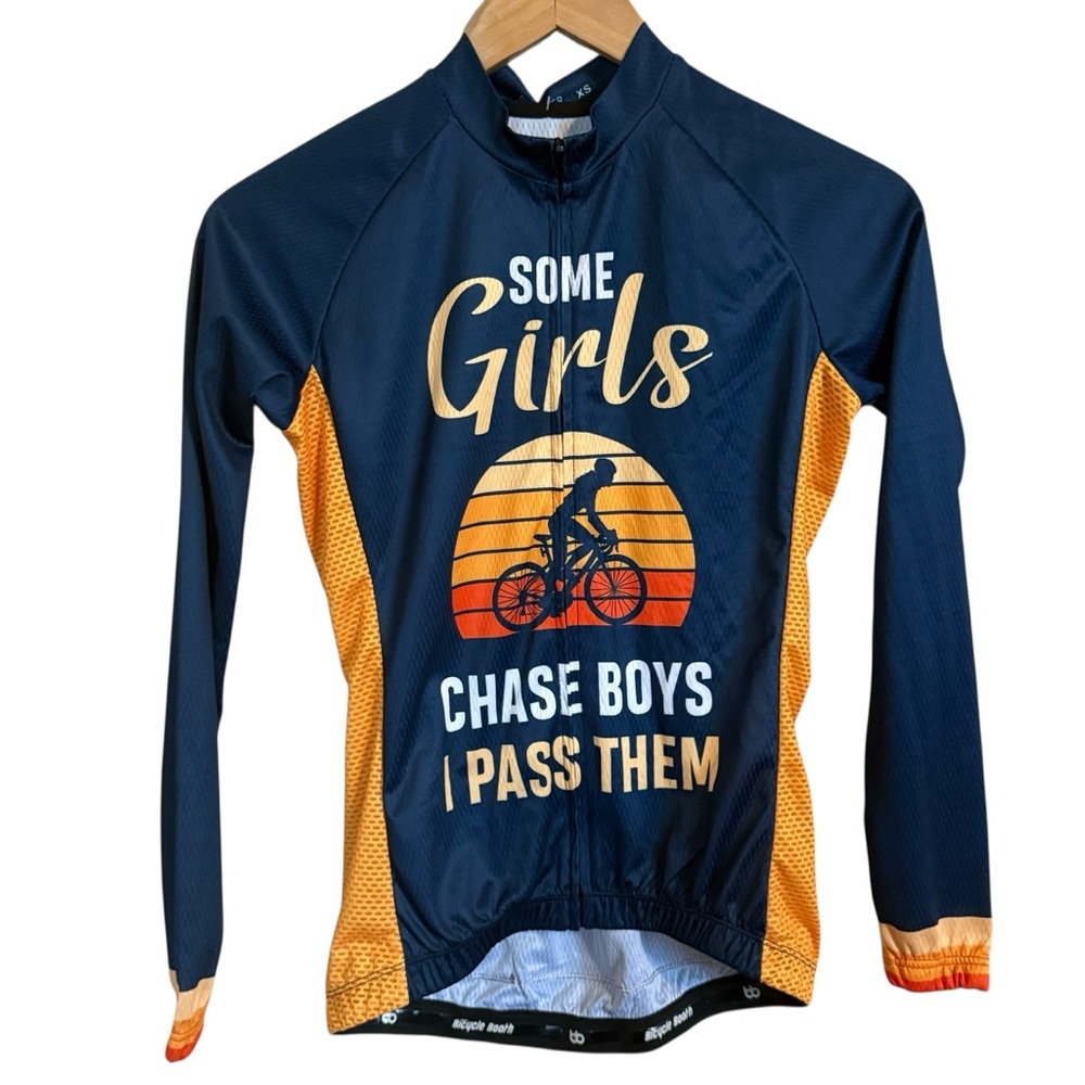 NWT Bicycle Booth Long Sleeve Cycling Jersey “I Pass Them” Women’s XS